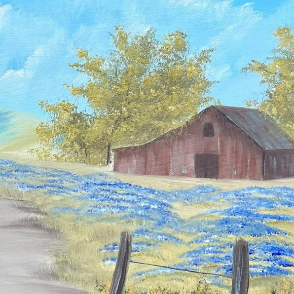 Vintage Landscape Painting Summer Scenery, Original Art, Painting on Canvas - Picture 2 of 5